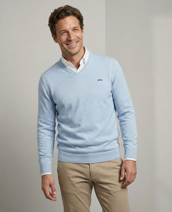 Sweater Cotton-Cashmere V-Neck | Light Blue