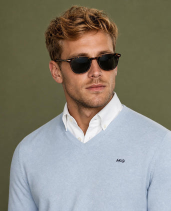 Sweater Cotton-Cashmere V-Neck | Light Blue