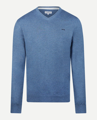 Sweater Cotton Cashmere V-Neck | Vintage Blue