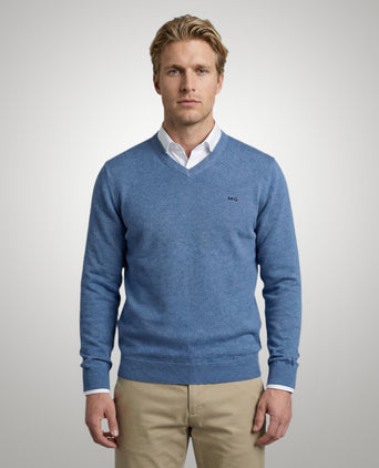 Sweater Cotton-Cashmere V-Neck | Vintage Blue
