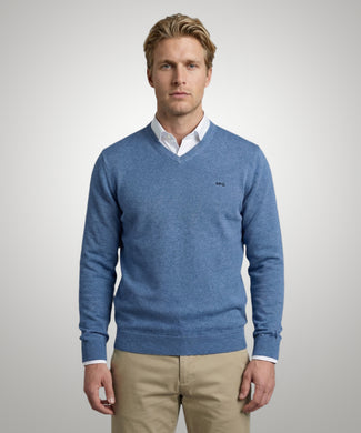 Sweater Cotton-Cashmere V-Neck | Vintage Blue Sweater Cotton-Cashmere V-Neck | Vintage Blue