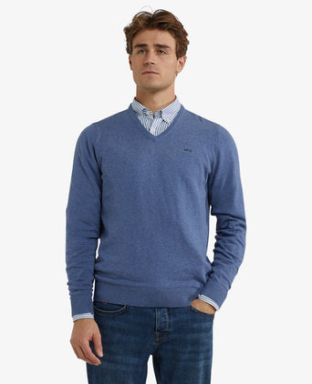 Sweater Cotton Merino V-Neck | Vintage Blue