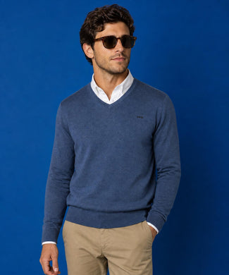 Sweater Cotton-Cashmere V-Neck | Vintage Blue Sweater Cotton-Cashmere V-Neck | Vintage Blue