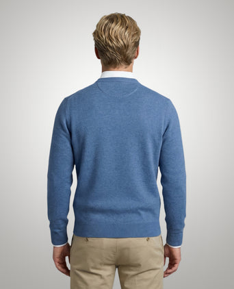 Trui Katoen-Kasjmier V-Hals | Vintage Blue