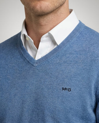 Sweater Cotton-Cashmere V-Neck | Vintage Blue