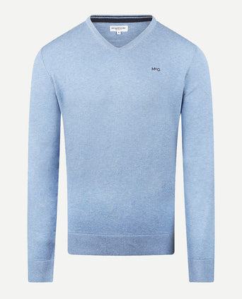 Sweater Cotton Merino V-Neck | Ice Blue