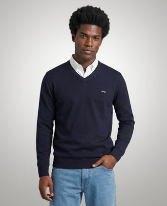 Sweater Cotton-Cashmere V-Neck | Navy
