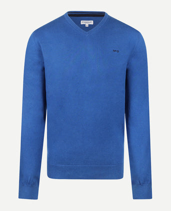 Sweater Cotton Cashmere V-Neck | Cobalt