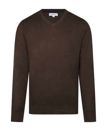 Trui Katoen-Kasjmier V-Hals | Chocolate Brown