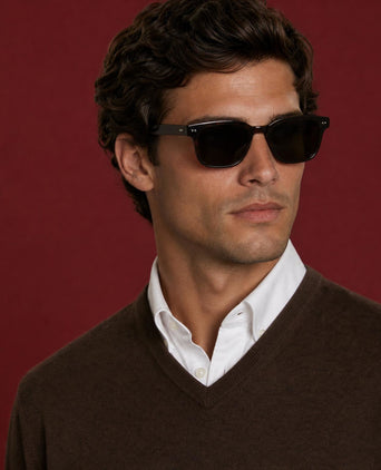 Cotton-Cashmere V-Neck Sweater | Chocolate Brown