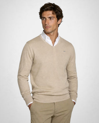 Sweater Cotton-Cashmere V-Neck | Sand