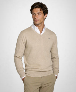 Sweater Cotton-Cashmere V-Neck | Sand Sweater Cotton-Cashmere V-Neck | Sand