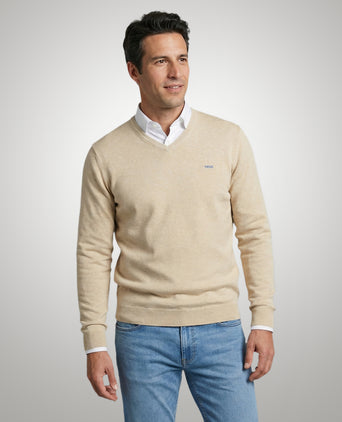 Sweater Cotton-Cashmere V-Neck | Sand