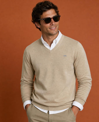 Sweater Cotton-Cashmere V-Neck | Sand