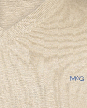 Trui Katoen-Kasjmier V-Hals | Sand