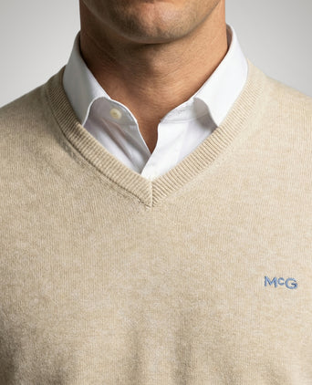 Sweater Cotton-Cashmere V-Neck | Sand