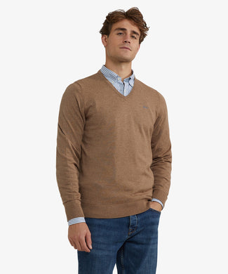 Trui Katoen Merino V-Hals | Walnut Trui Katoen Merino V-Hals | Walnut