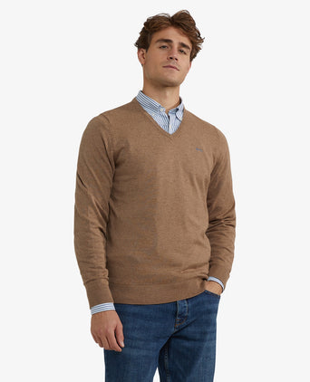Trui Katoen-Kasjmier V-Hals | Walnut