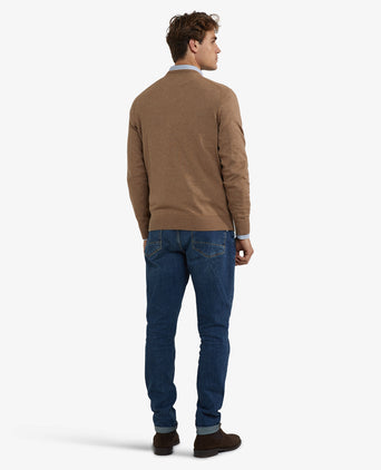 Trui Katoen-Kasjmier V-Hals | Walnut