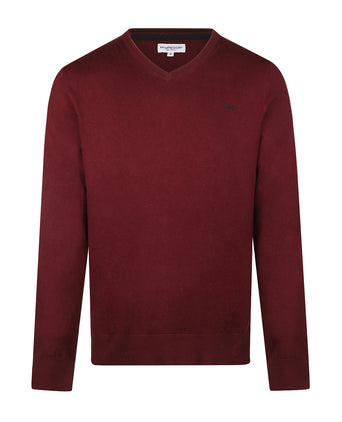 Trui Katoen-Kasjmier V-Hals | Burgundy