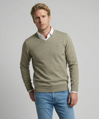 Sweater Cotton-Cashmere V-Neck | Light Olive Sweater Cotton-Cashmere V-Neck | Light Olive