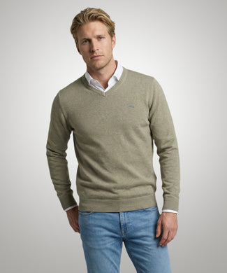 Sweater Cotton-Cashmere V-Neck | Light Olive Sweater Cotton-Cashmere V-Neck | Light Olive