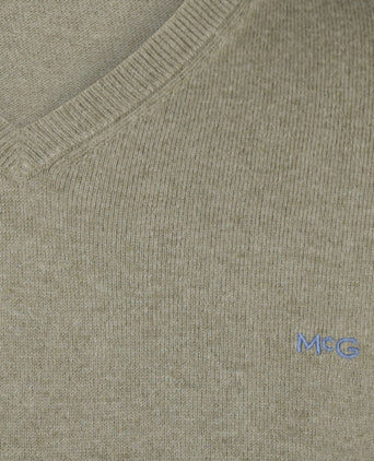 Sweater Cotton-Cashmere V-Neck | Light Olive