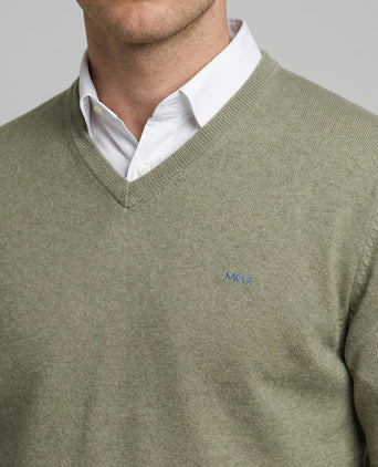 Sweater Cotton-Cashmere V-Neck | Light Olive