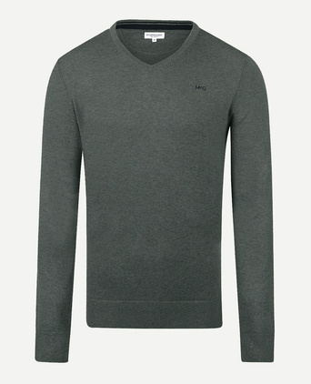 Trui Katoen Merino V-Hals | Winter Sage