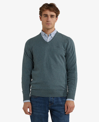 Sweater Cotton Merino V-Neck | Winter Sage