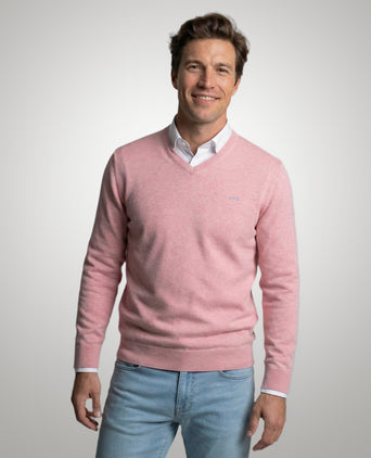 Trui Katoen-Kasjmier V-Hals | Light Pink