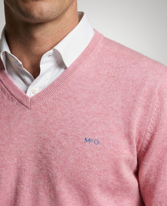 Sweater Cotton-Cashmere V-Neck | Light Pink