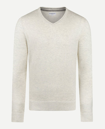 Trui Katoen Merino V-Hals | Off White