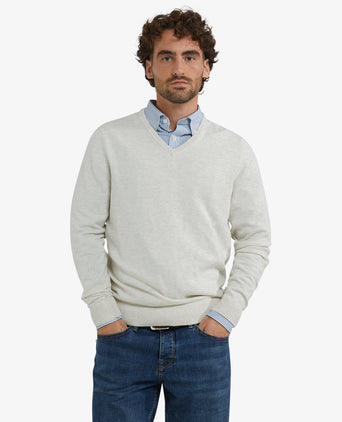 Sweater Cotton Merino V-Neck | Off White