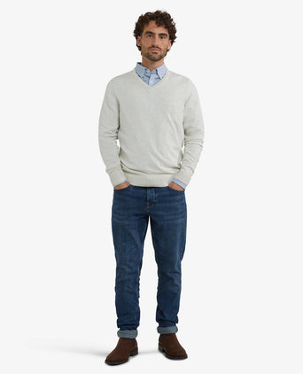 Sweater Cotton Merino V-Neck | Off White