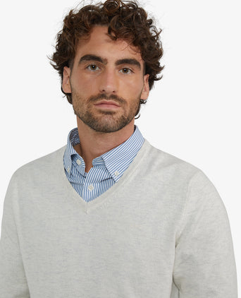 Sweater Cotton Merino V-Neck | Off White