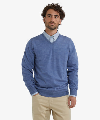 Trui V-Hals Luxe Merinowol | Vintage Blue Trui V-Hals Luxe Merinowol | Vintage Blue