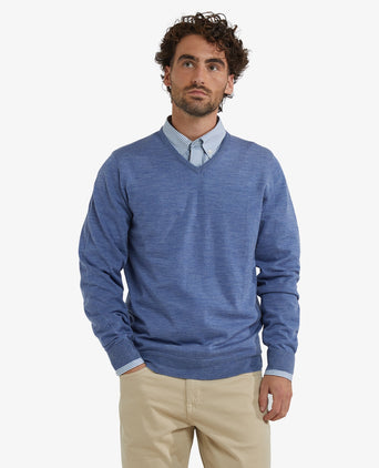 V-Neck Sweater Luxury Merino Wool | Vintage Blue