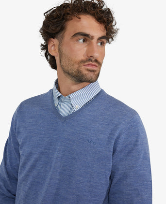 V-Neck Sweater Luxury Merino Wool | Vintage Blue