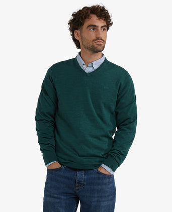 Sweater V-Neck Luxury Merino Wool | Winter Sage
