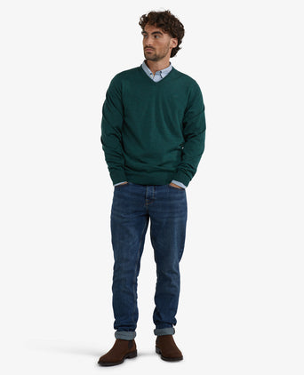 Sweater V-Neck Luxury Merino Wool | Winter Sage
