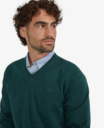 Sweater V-Neck Luxury Merino Wool | Winter Sage