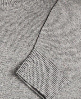 Cotton Merino Crew Neck Sweater | Medium Grey Melange