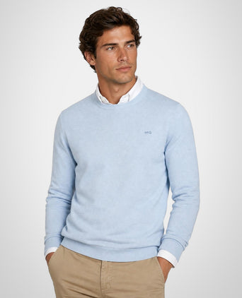 Trui Katoen-Kasjmier Ronde Hals | Light Blue