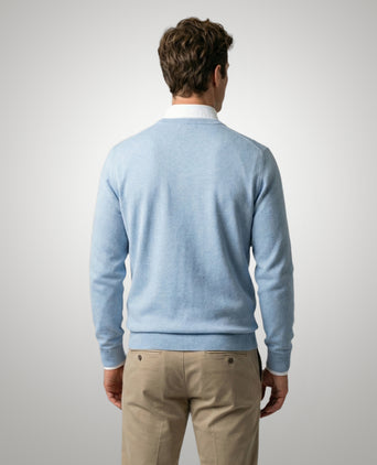 Sweater Cotton-Cashmere Round Neck | Light Blue