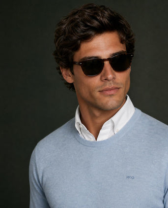 Sweater Cotton-Cashmere Round Neck | Light Blue
