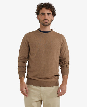 Sweater Cotton Merino Crew Neck | Walnut