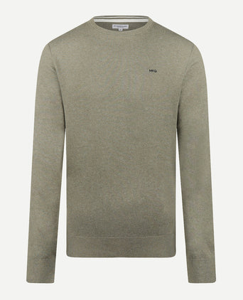 Trui Katoen-Kasjmier Ronde Hals | Light Olive