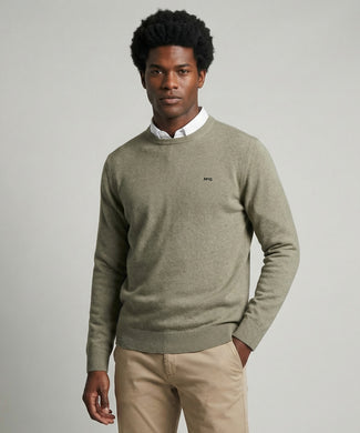 Sweater Cotton-Cashmere Round Neck | Light Olive Sweater Cotton-Cashmere Round Neck | Light Olive