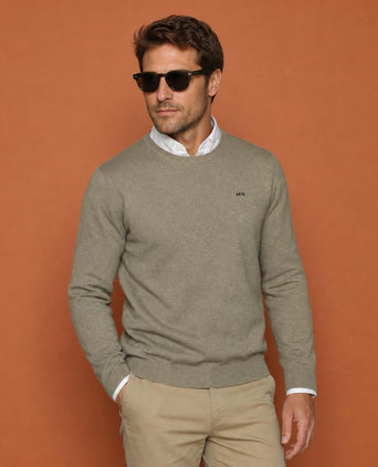 Sweater Cotton-Cashmere Round Neck | Light Olive